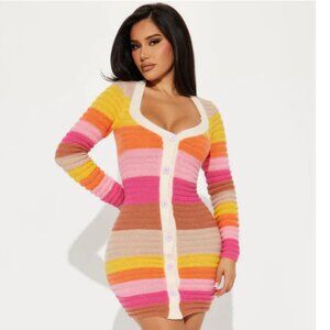 Fashion Nova "Lyla Striped Sweater Mini Dress" NWT